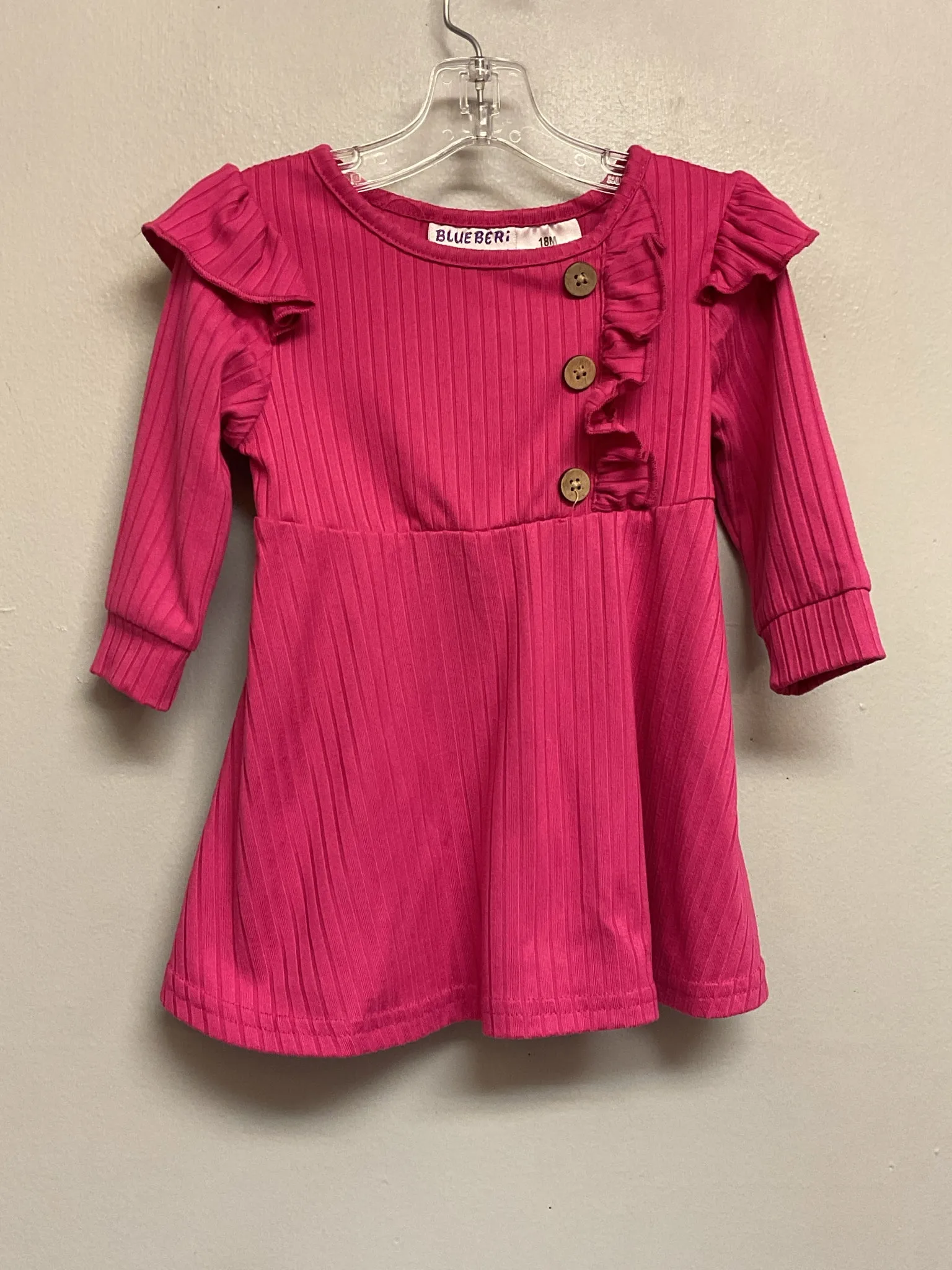 Blueberi boulevard Size 18M Pink Ribbed Cotton Infant Girls Dress Casual