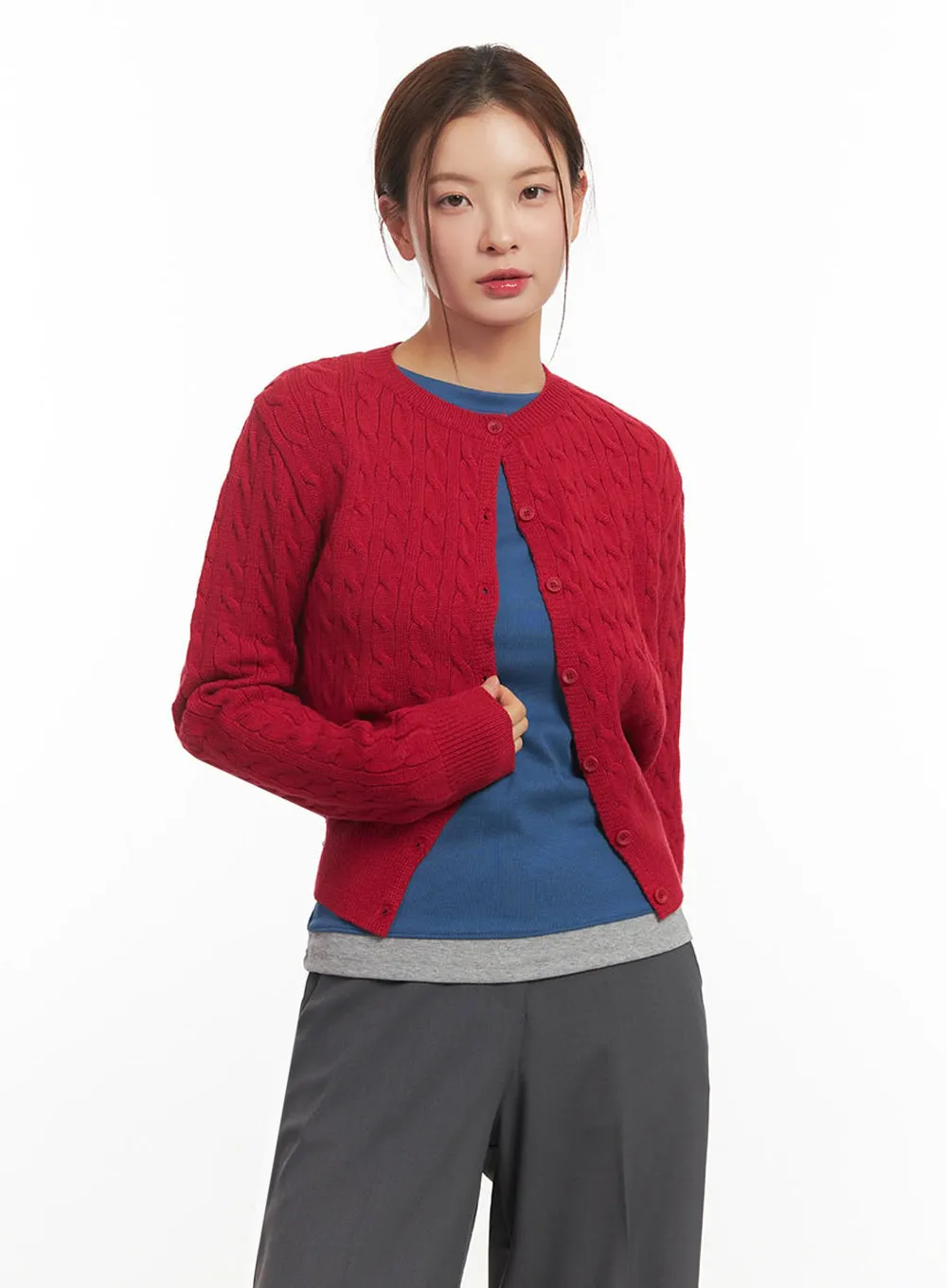 Cable-Knit Buttoned Cardigan IM524