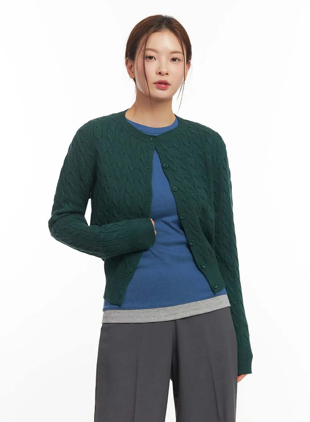 Cable-Knit Buttoned Cardigan IM524