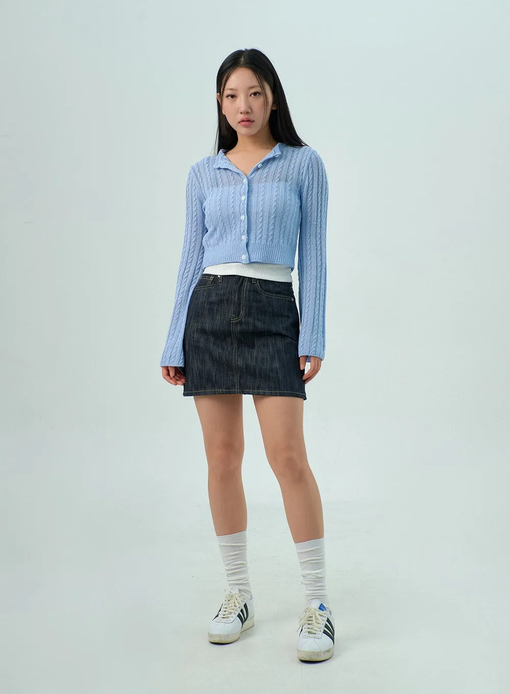 Cable Knit Mesh Cardigan CY330