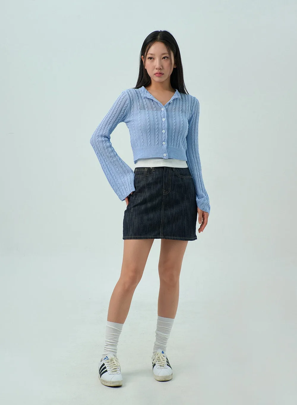 Cable Knit Mesh Cardigan CY330