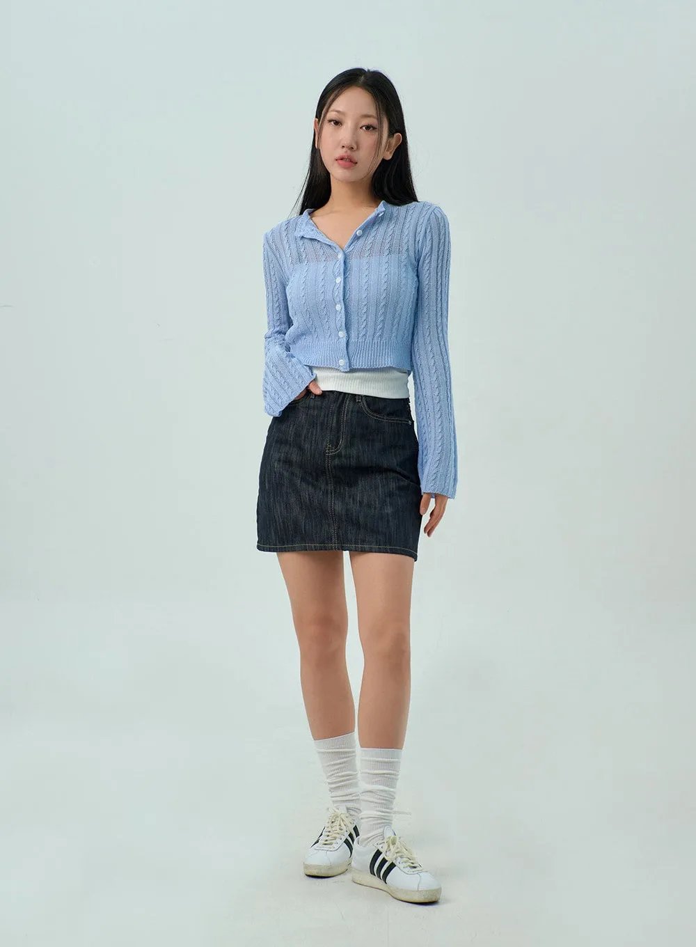 Cable Knit Mesh Cardigan CY330