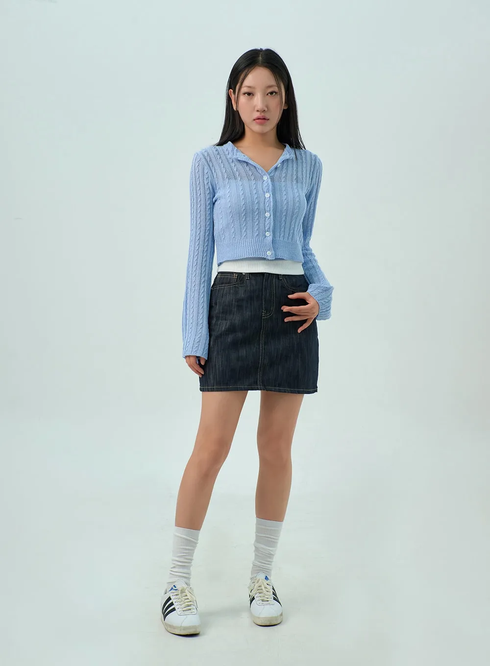Cable Knit Mesh Cardigan CY330