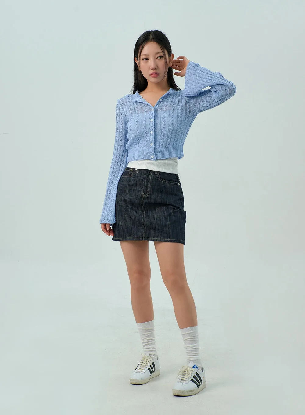 Cable Knit Mesh Cardigan CY330