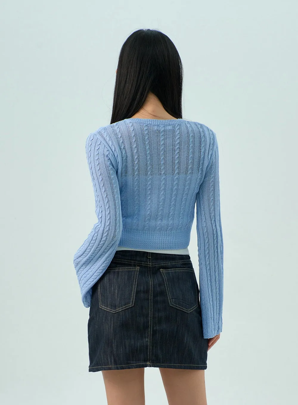 Cable Knit Mesh Cardigan CY330