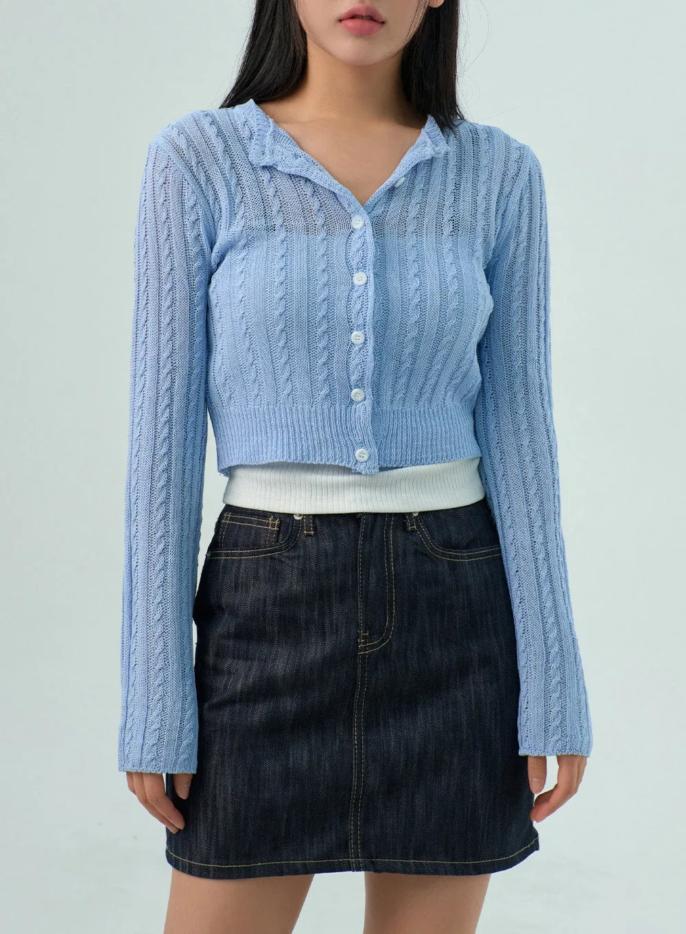Cable Knit Mesh Cardigan CY330