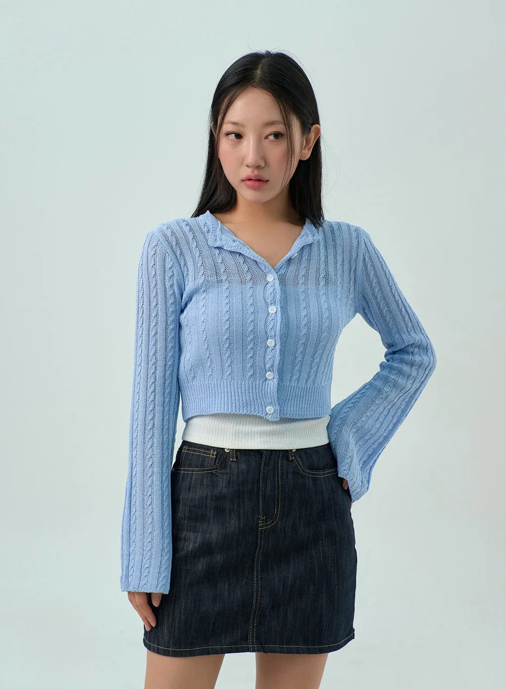Cable Knit Mesh Cardigan CY330