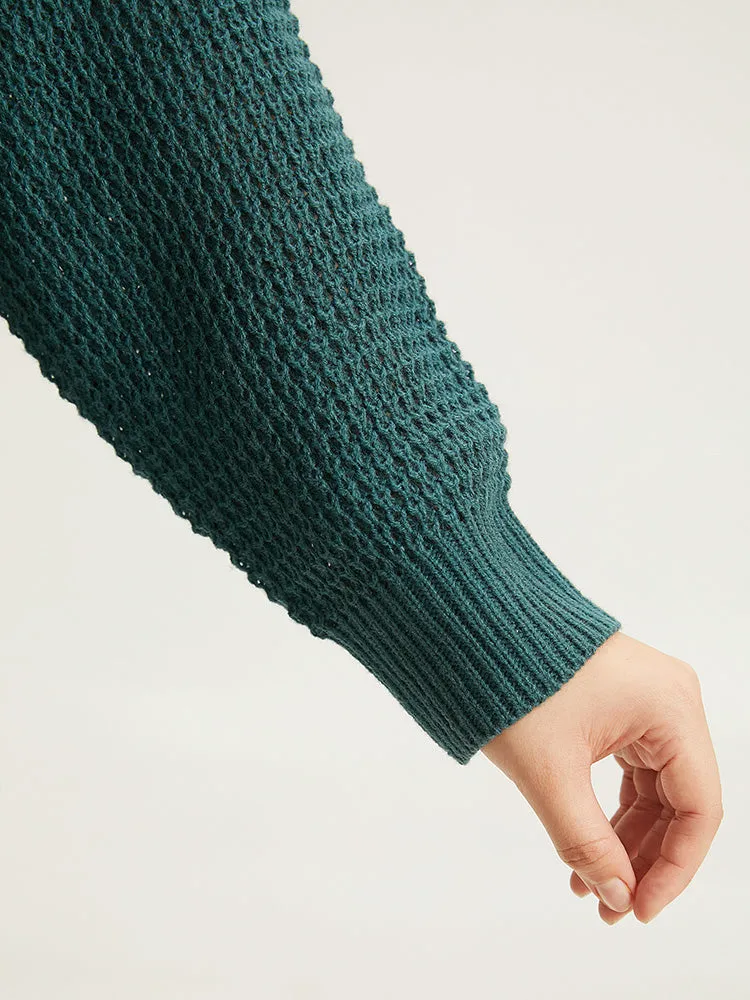 Cable Knit Plain Elastic Cuffs Pullover