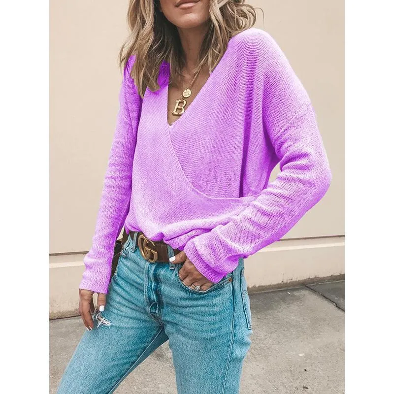 Casual Loose Solid Color Long-sleeved Sweater