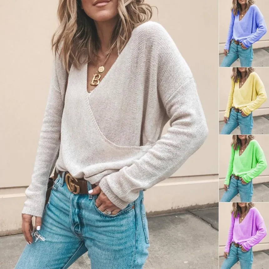 Casual Loose Solid Color Long-sleeved Sweater