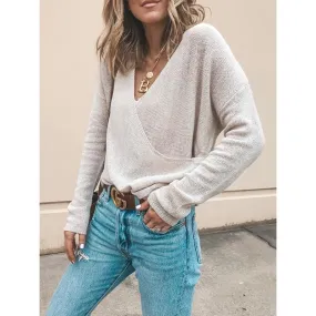 Casual Loose Solid Color Long-sleeved Sweater