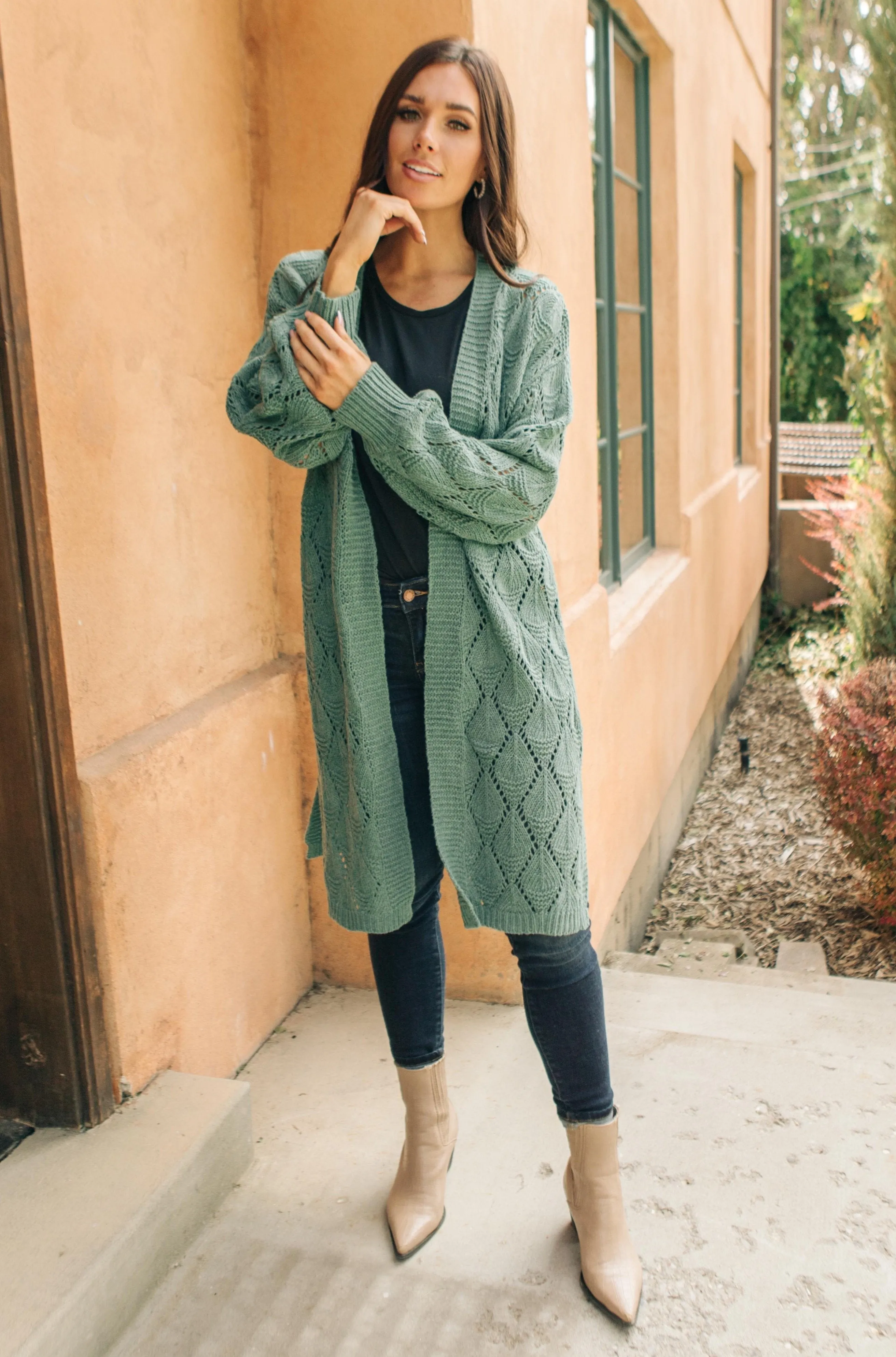 Choose Me Chunky Cardigan in Sea Green