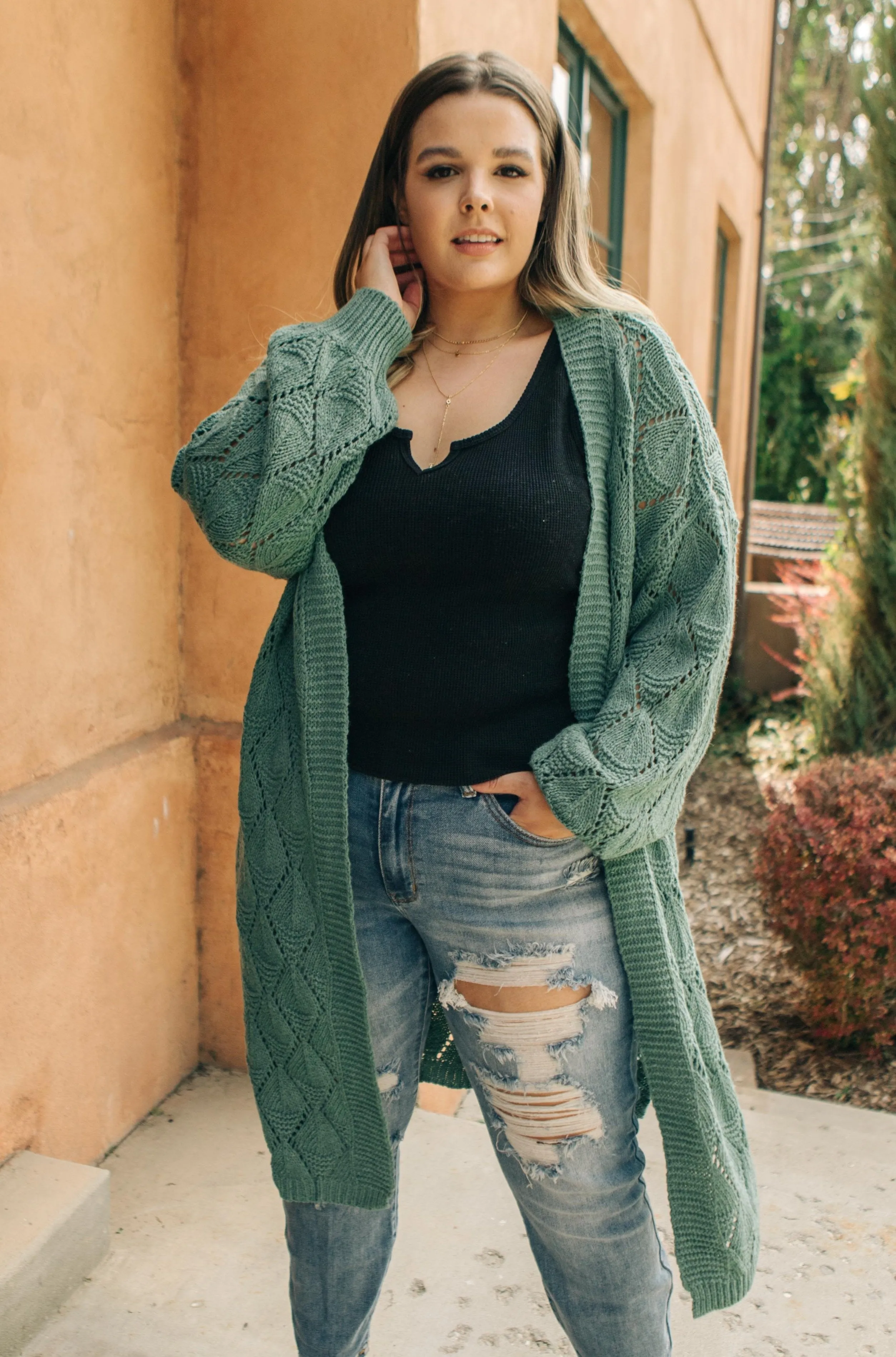 Choose Me Chunky Cardigan in Sea Green