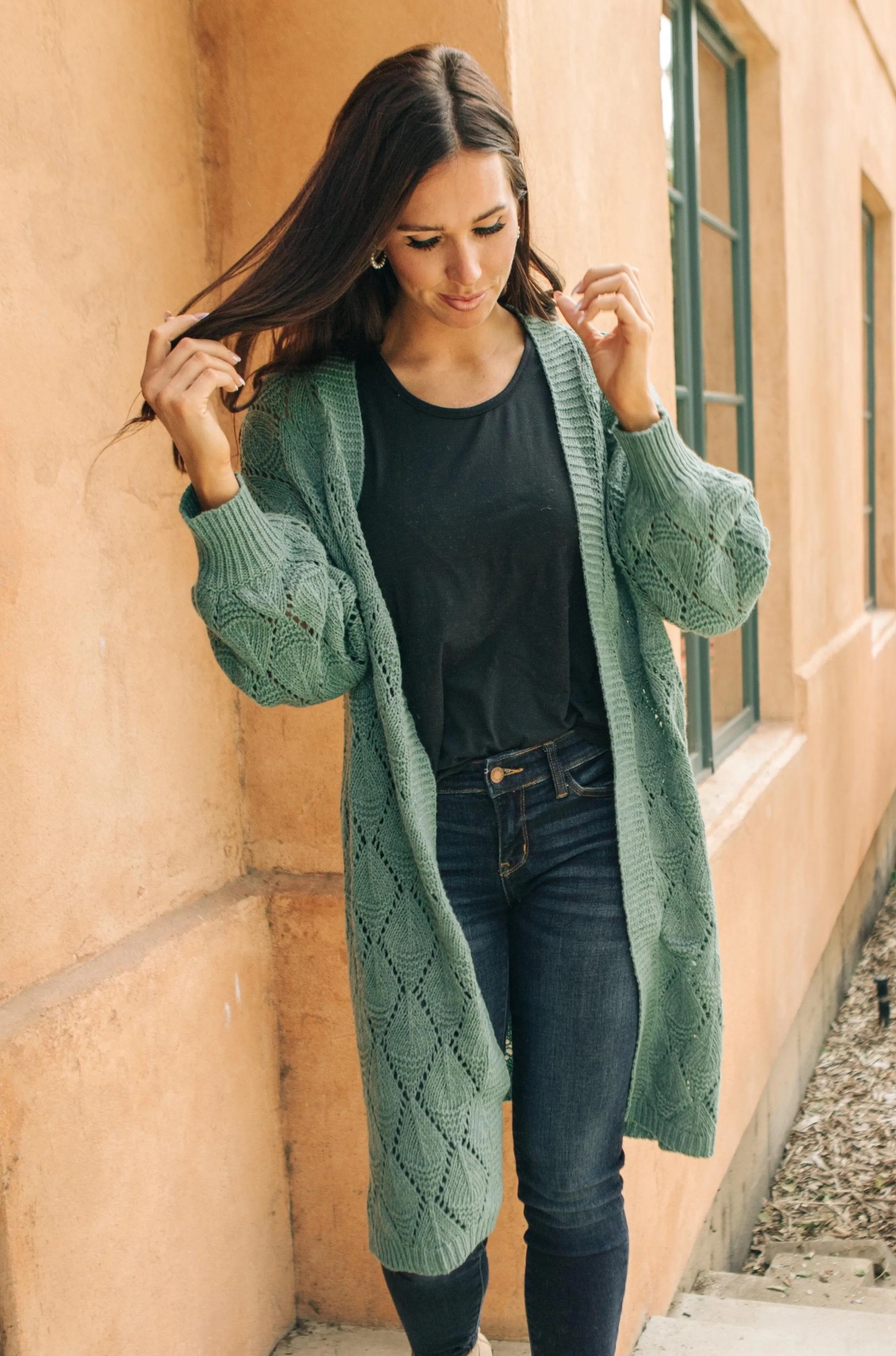 Choose Me Chunky Cardigan in Sea Green