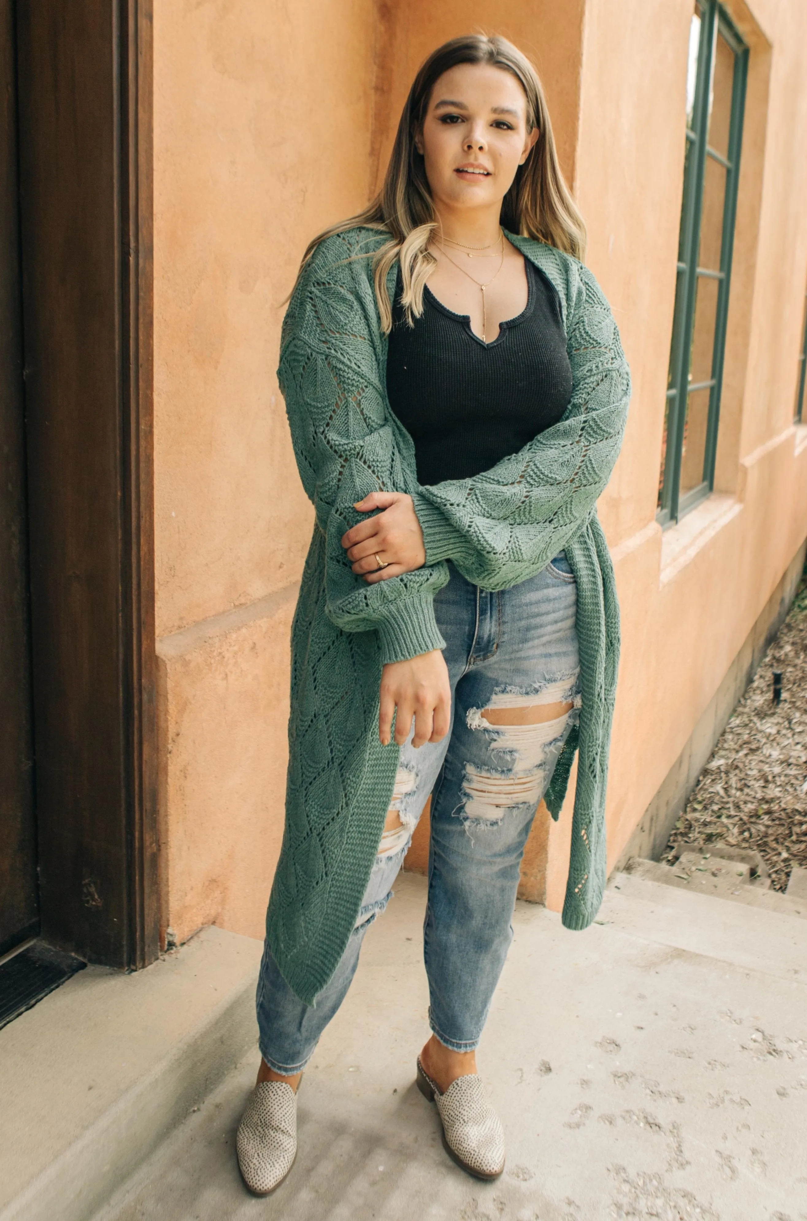 Choose Me Chunky Cardigan in Sea Green