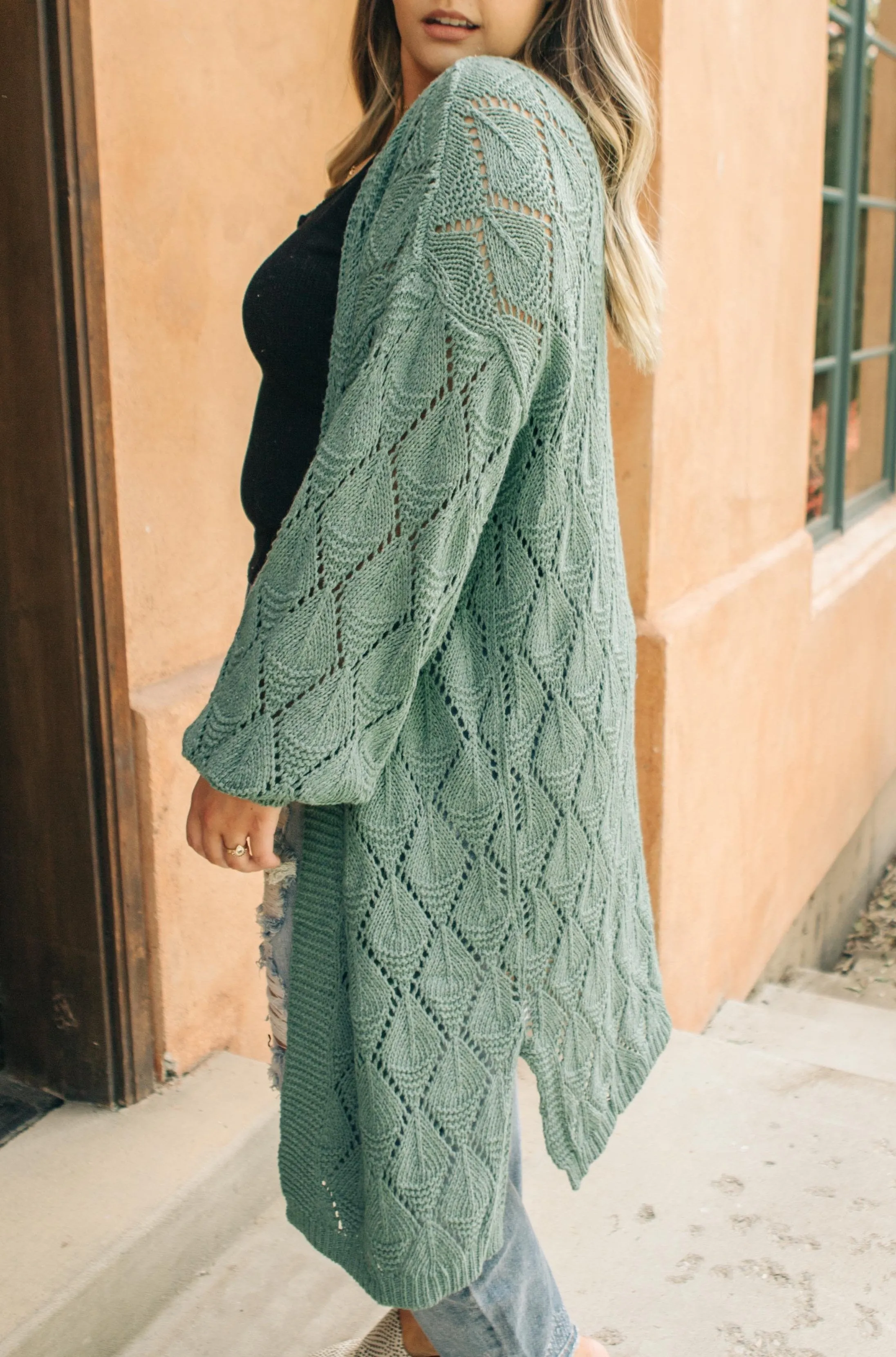 Choose Me Chunky Cardigan in Sea Green