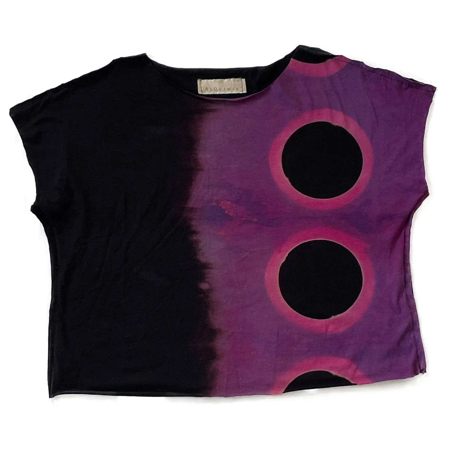 Circle Dyed Cropped Cap Sleeve Top - Violet & Black