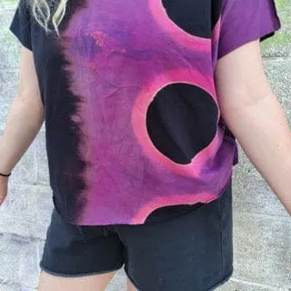 Circle Dyed Cropped Cap Sleeve Top - Violet & Black