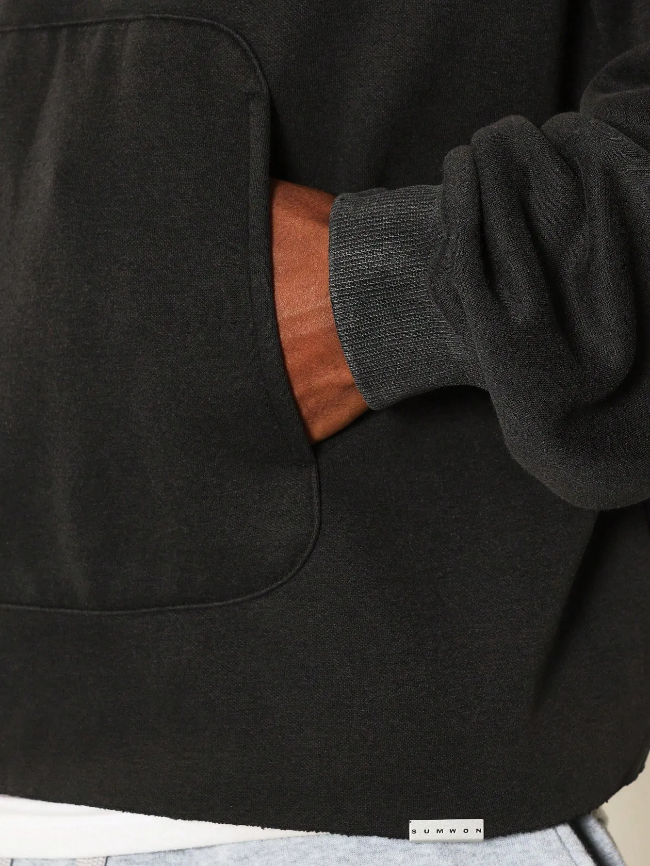 Cropped Overhead Washed Hoodie With Small Graphic Print