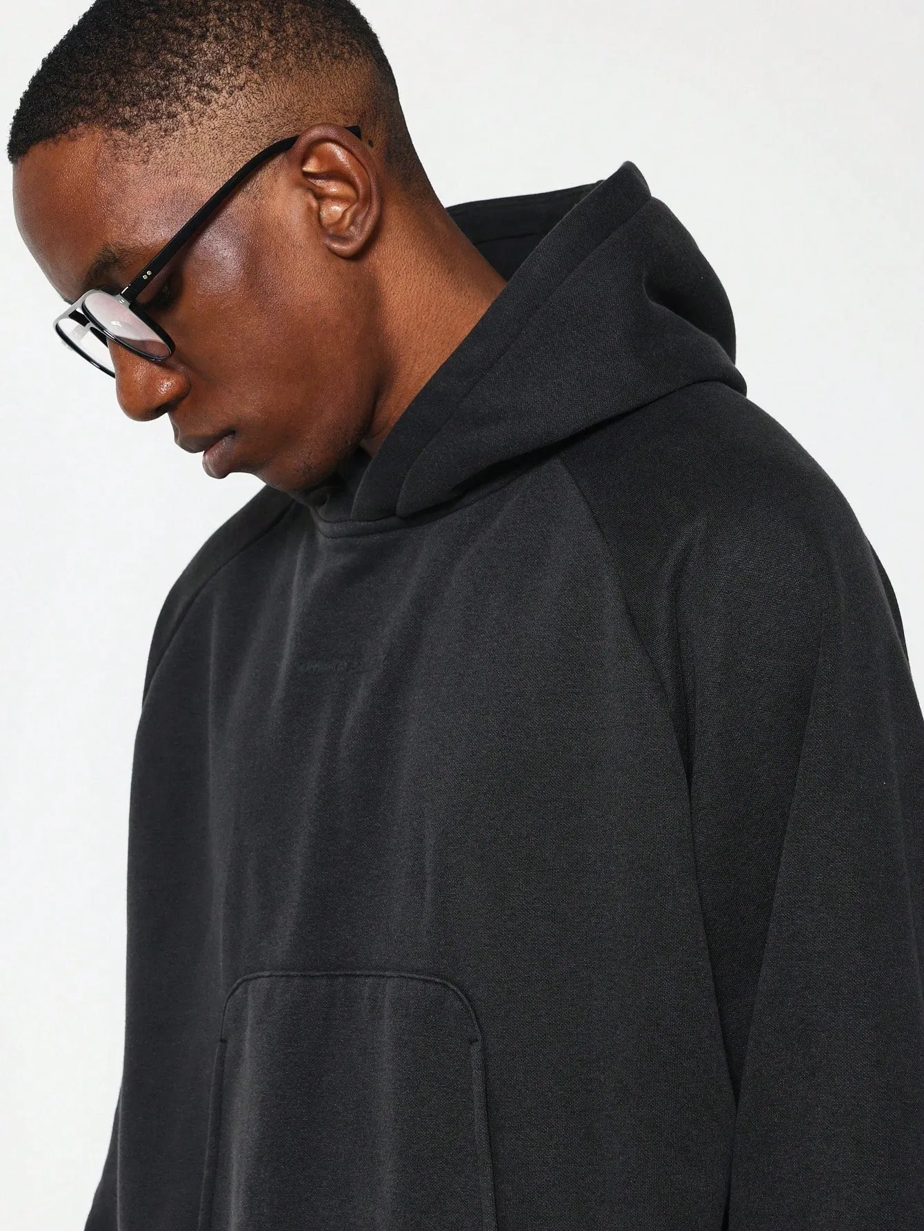 Cropped Overhead Washed Hoodie With Small Graphic Print