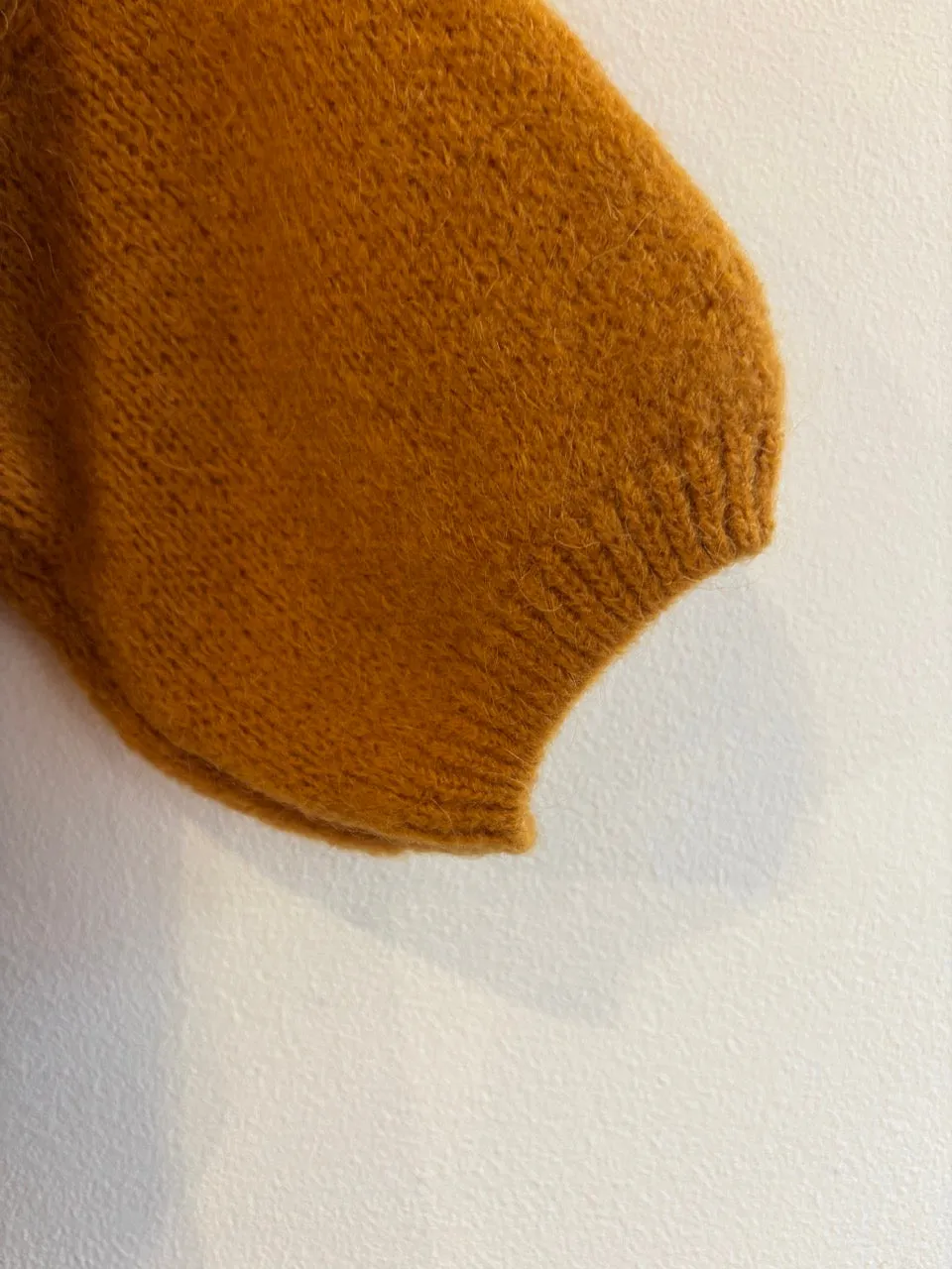 Cropped Sleeve Mohair Cardigan Mustard
