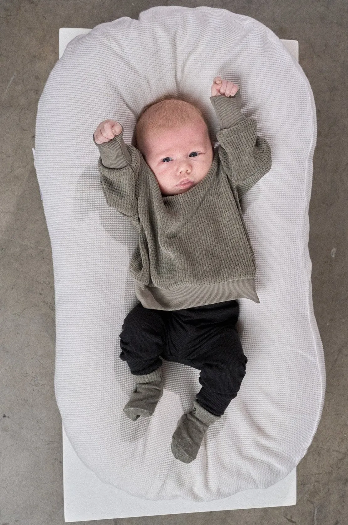 Elevated Waffle Crewneck - Army Green