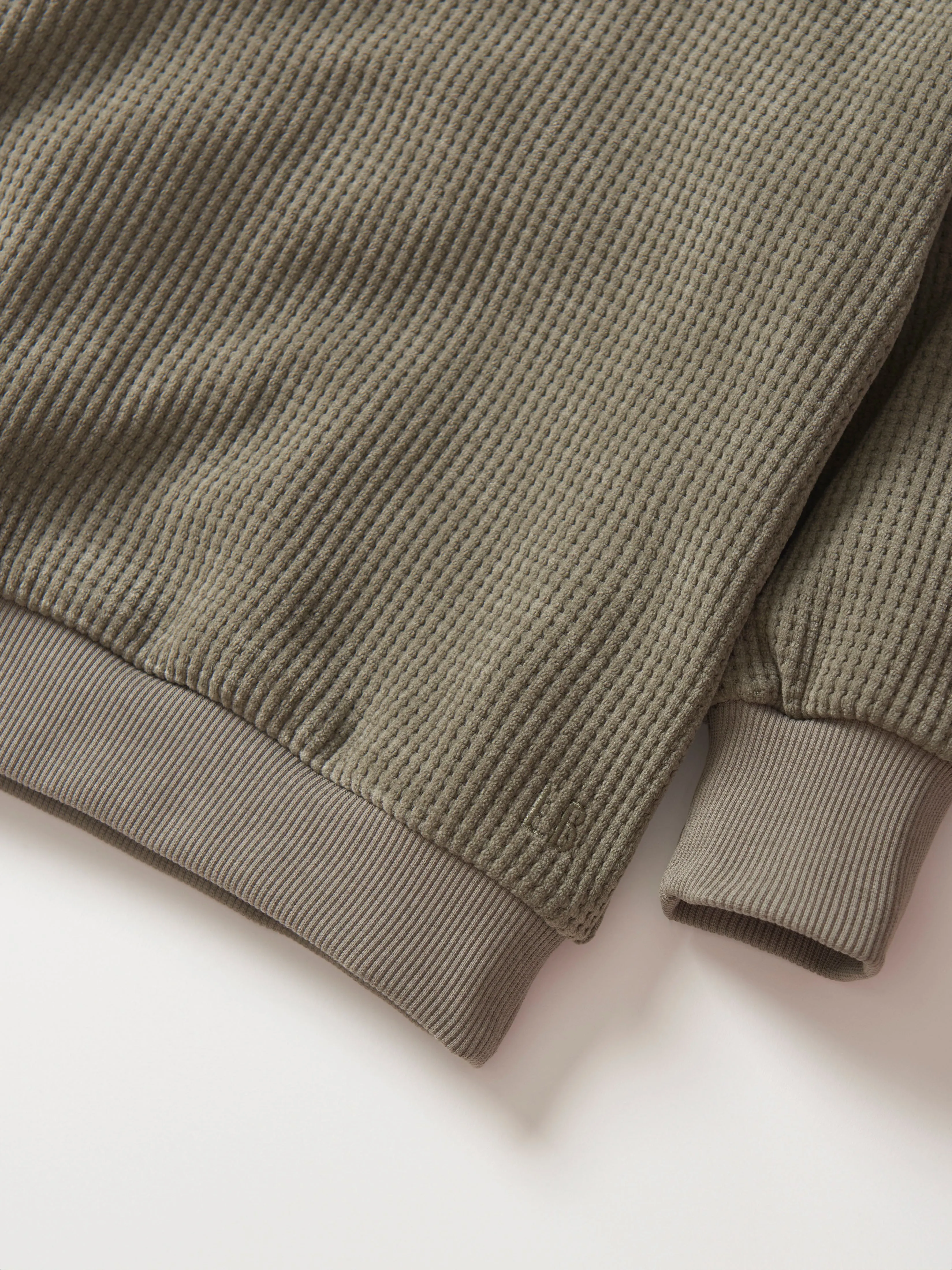 Elevated Waffle Crewneck - Army Green