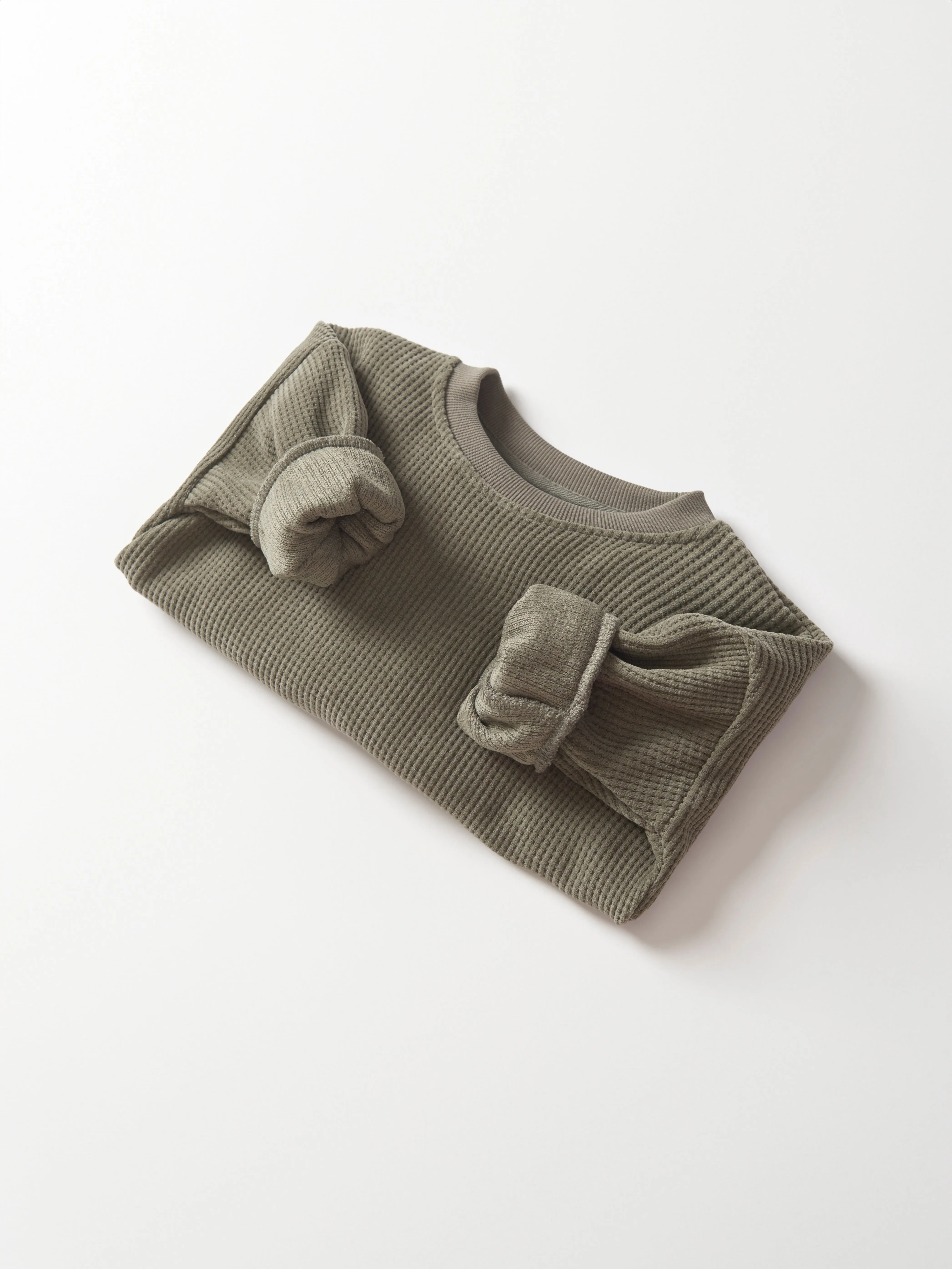 Elevated Waffle Crewneck - Army Green