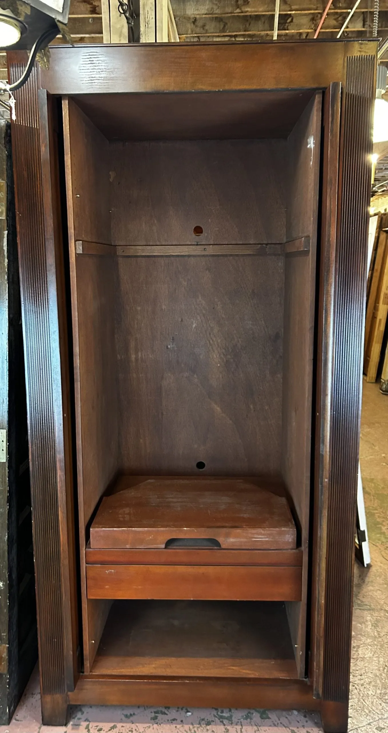 Entertainment Cabinet, Storage or Armoire, Solid Wood, Pocket Doors