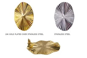 ESS1044M Large Oval Ribbed Earring Stud Earring With Loop 40mm