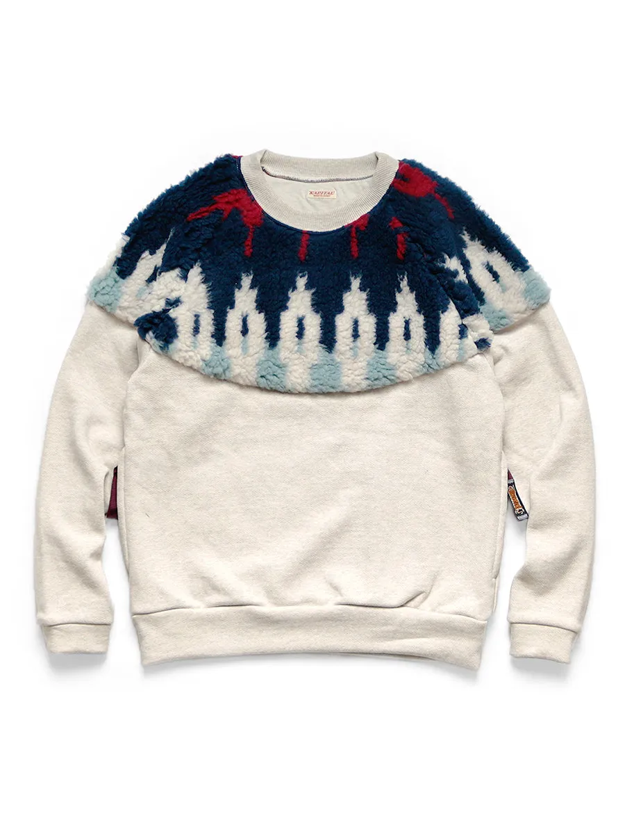 Kapital TOP Fleece x Boa Fleece Nordic Sweat - Navy Red