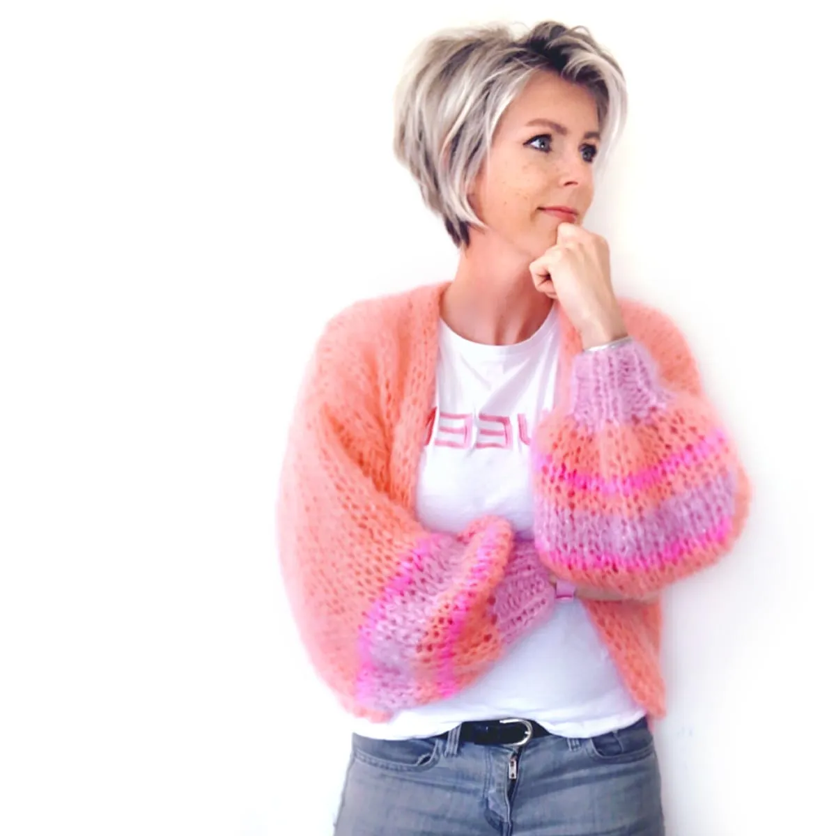 Knitting Kit – MYPZ Short Basic Chunky Cardigan Salmon No.15 – Beginner (ENG-NL-DE)