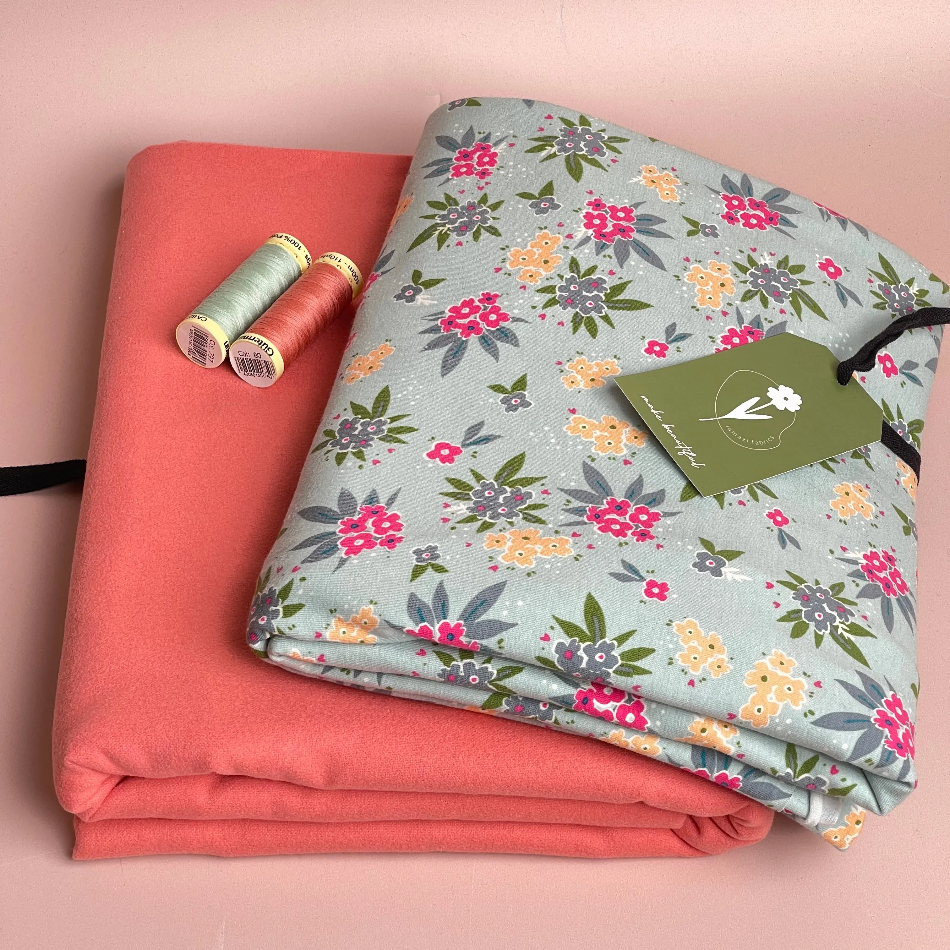 Limited Edition - Luxury Pyjama Kit with Printed Cotton Jersey and Pink Clay Flannel