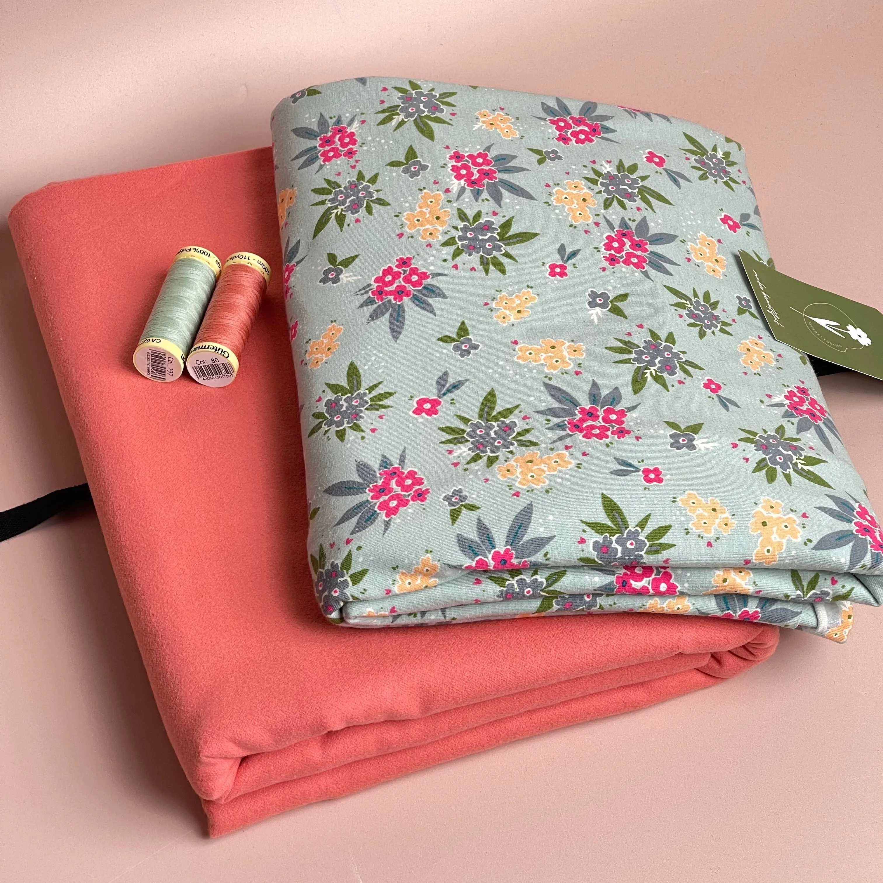 Limited Edition - Luxury Pyjama Kit with Printed Cotton Jersey and Pink Clay Flannel