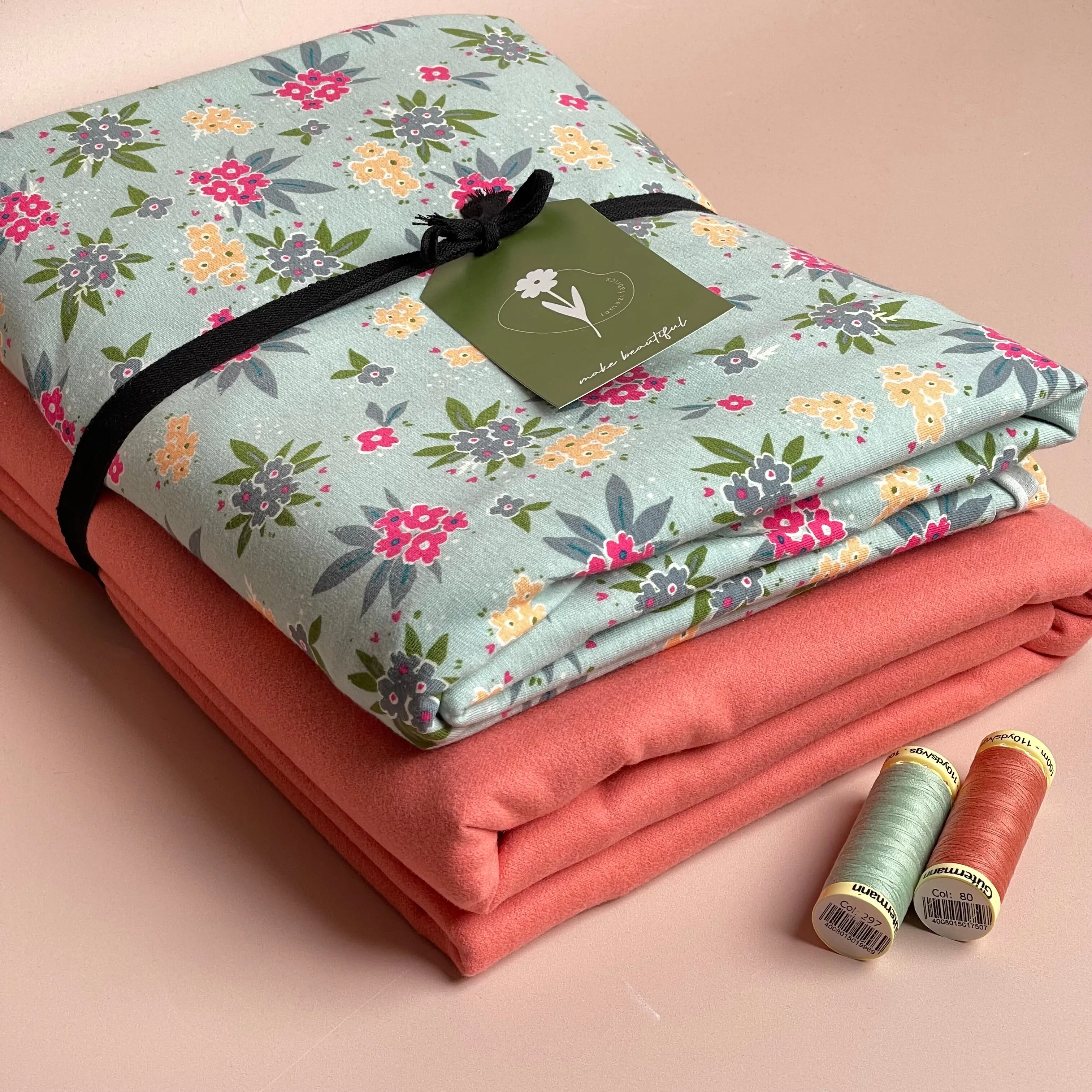 Limited Edition - Luxury Pyjama Kit with Printed Cotton Jersey and Pink Clay Flannel