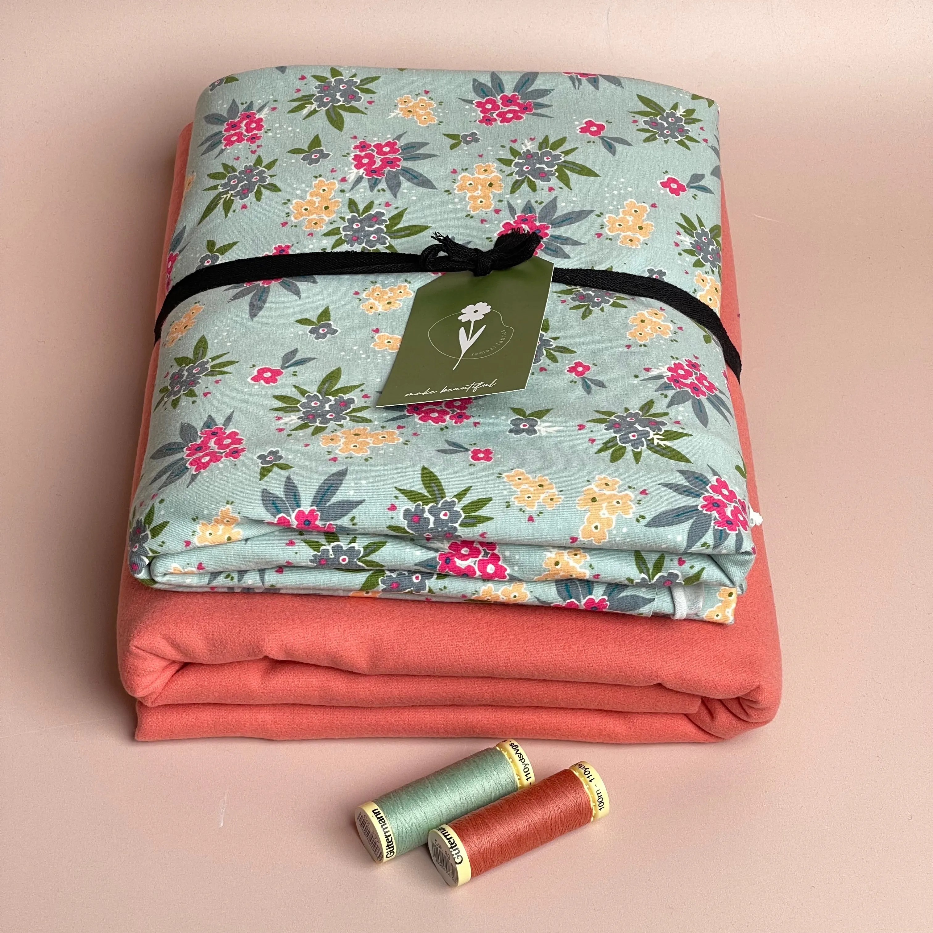 Limited Edition - Luxury Pyjama Kit with Printed Cotton Jersey and Pink Clay Flannel