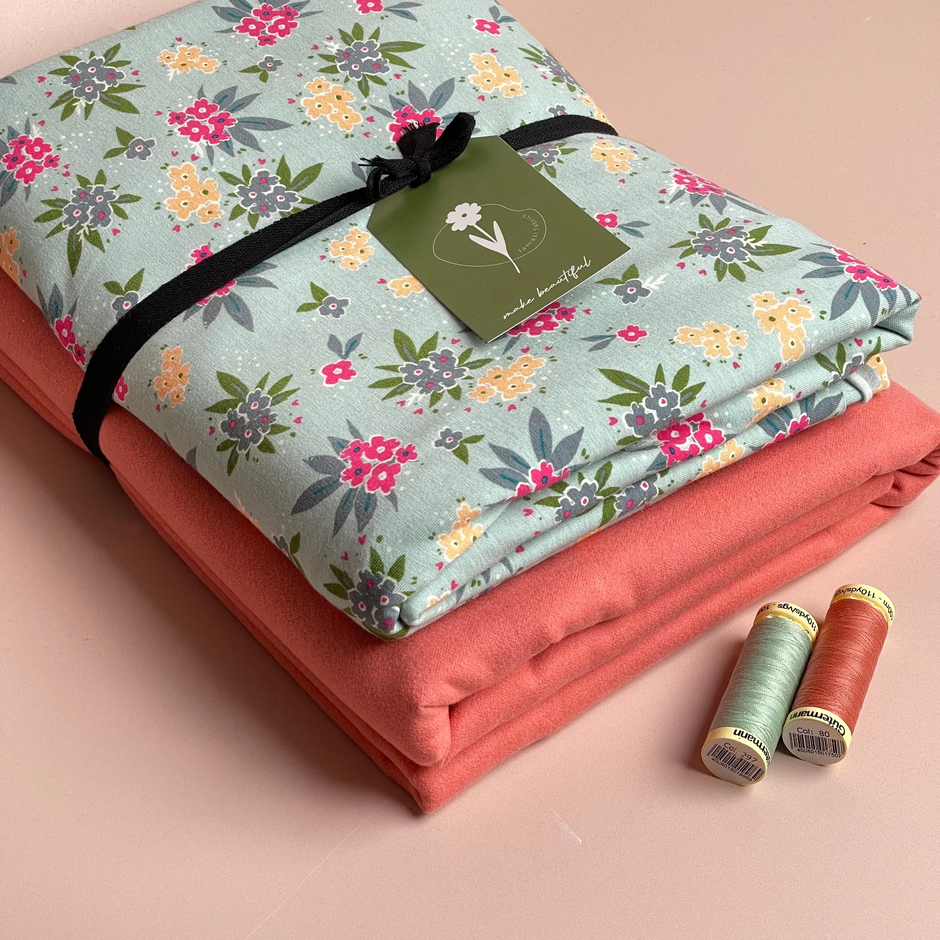 Limited Edition - Luxury Pyjama Kit with Printed Cotton Jersey and Pink Clay Flannel