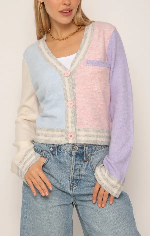 Maia Varsity Colorblock Cardigan