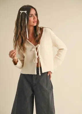Marnie Tie-Front Cardigan - Beige