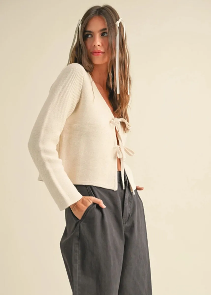 Marnie Tie-Front Cardigan - Beige