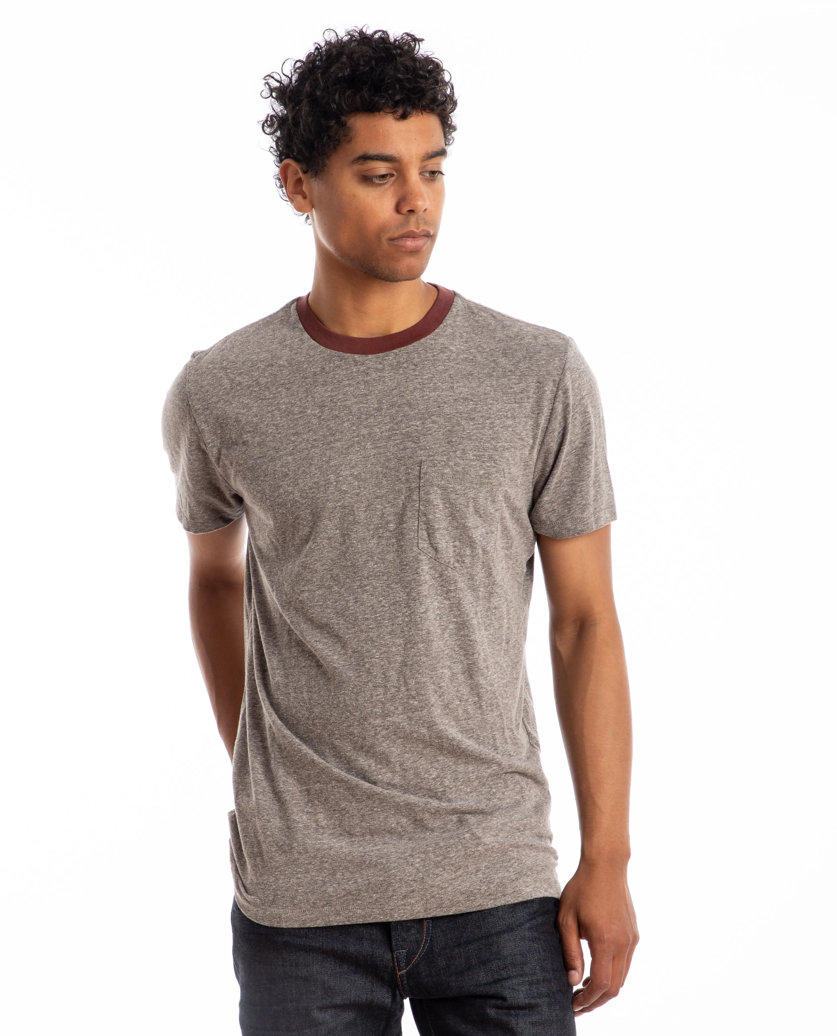 Melange Crewneck Pocket Tee Bordeaux
