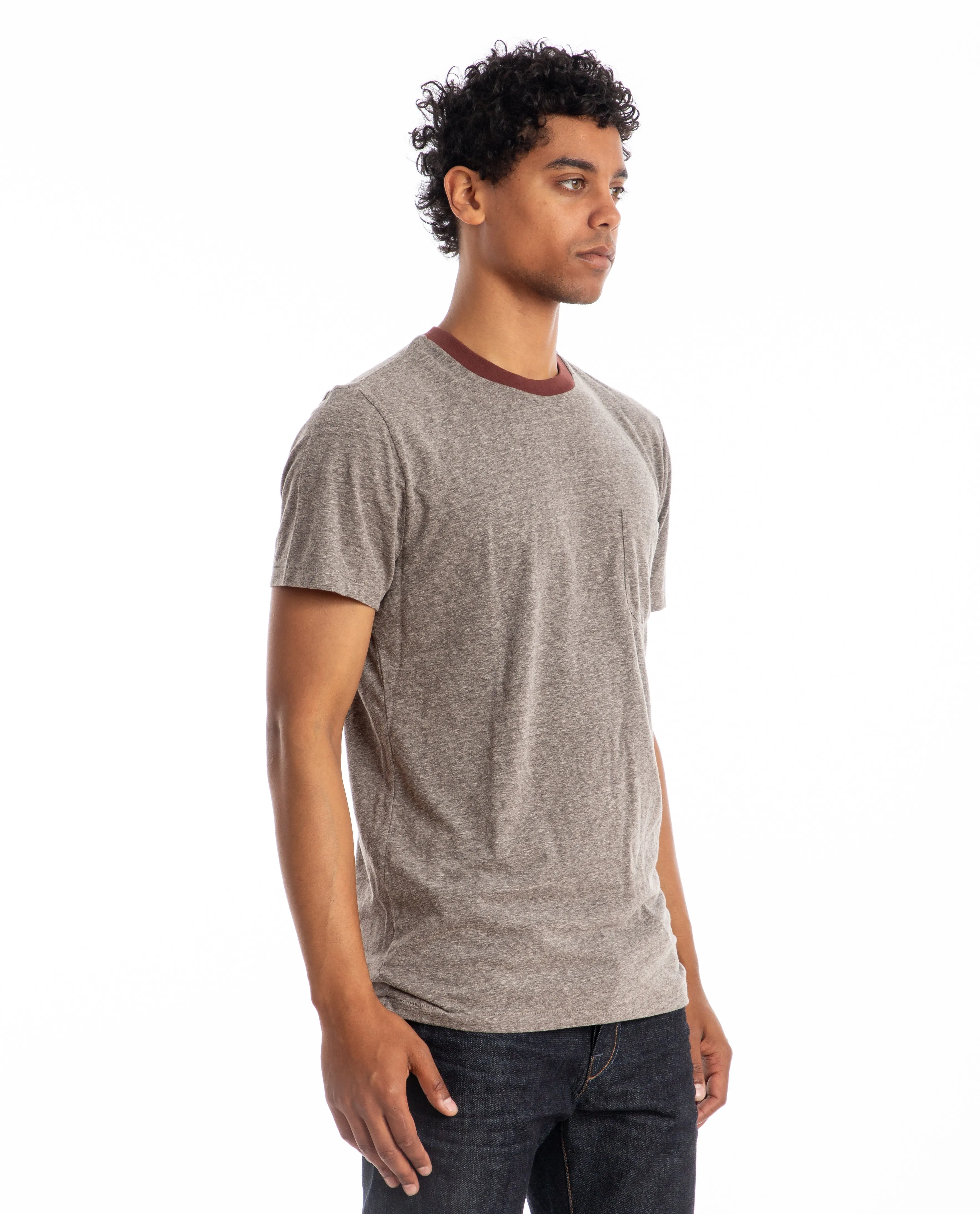 Melange Crewneck Pocket Tee Bordeaux