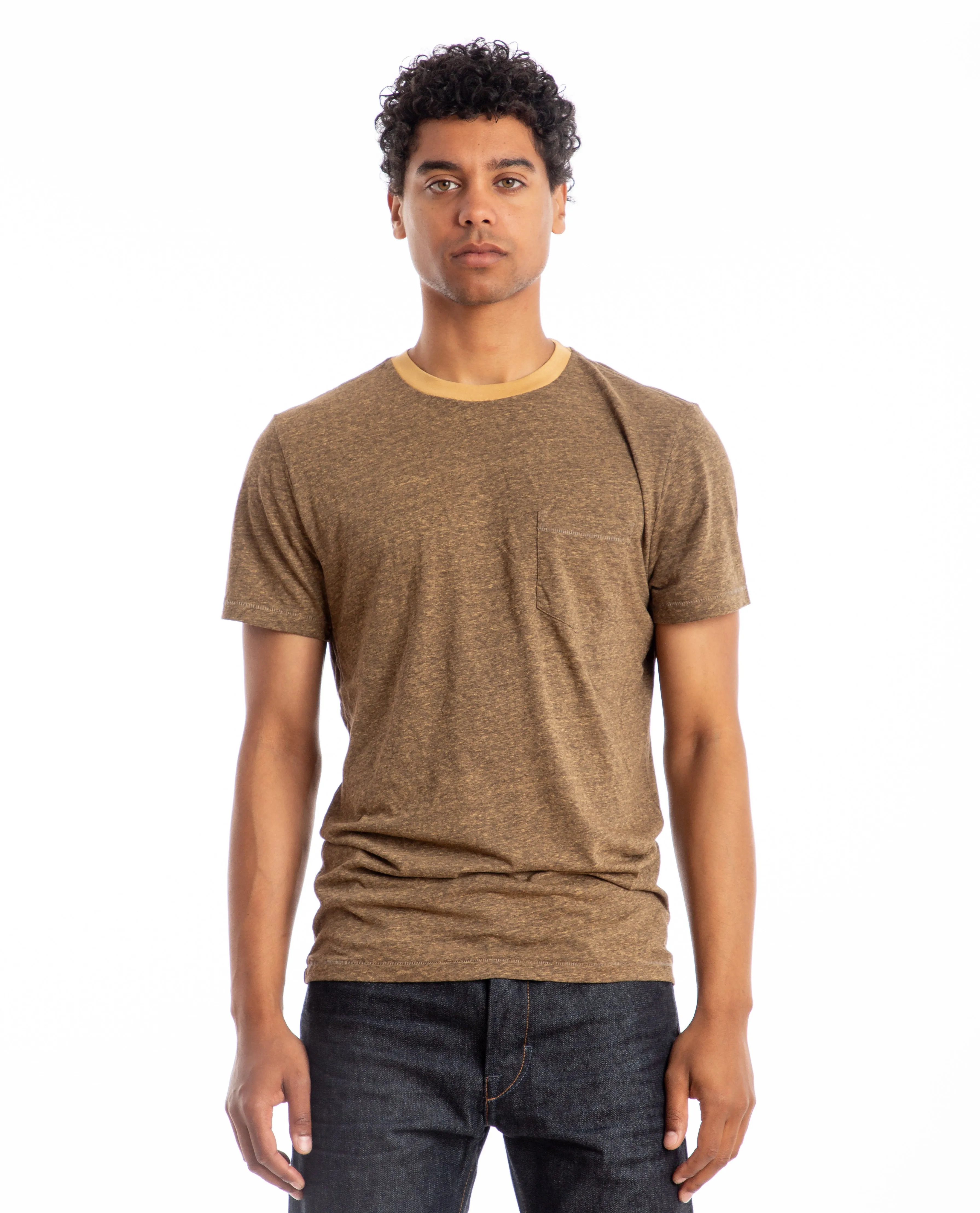 Melange Crewneck Pocket Tee Light Brown