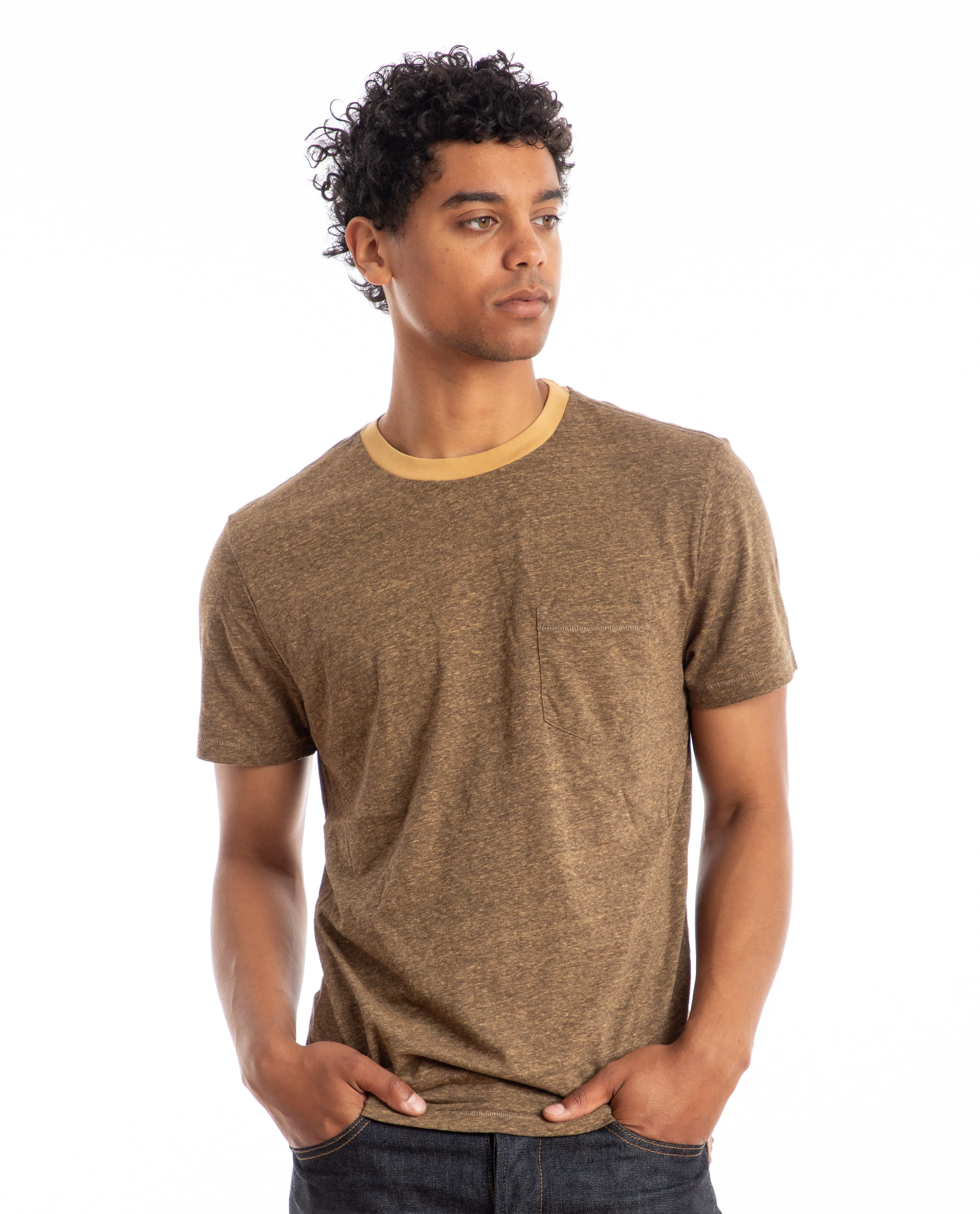 Melange Crewneck Pocket Tee Light Brown