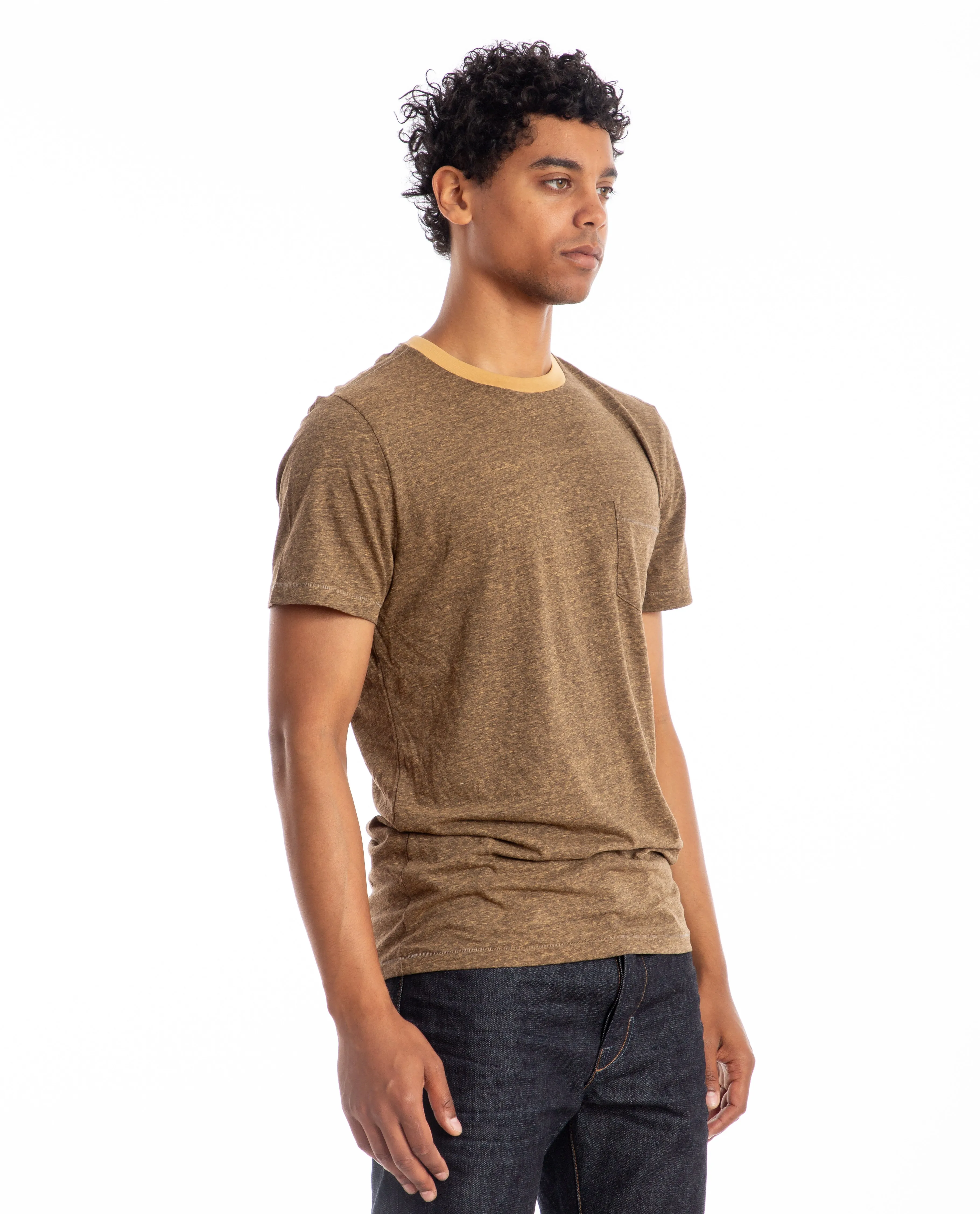 Melange Crewneck Pocket Tee Light Brown