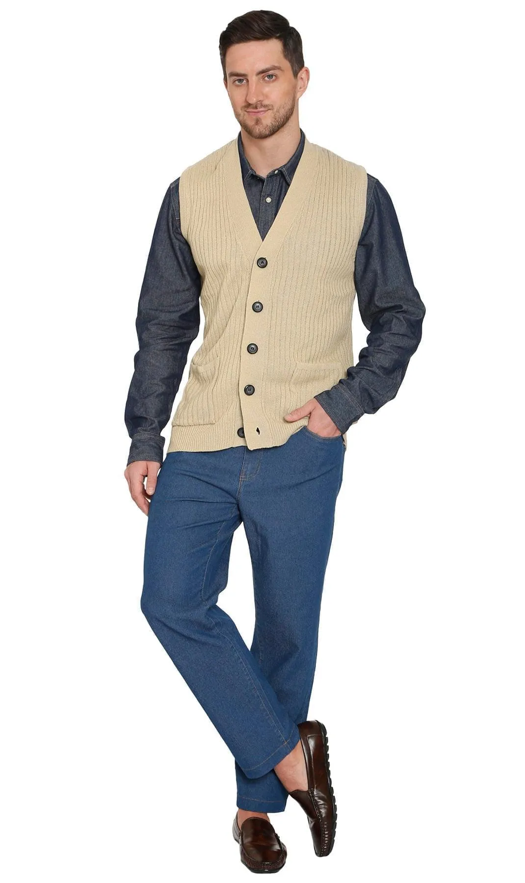 Men's Ribbed Button Front Vest Sweater – Button Up Vest in a Handsome Ribbed Knit