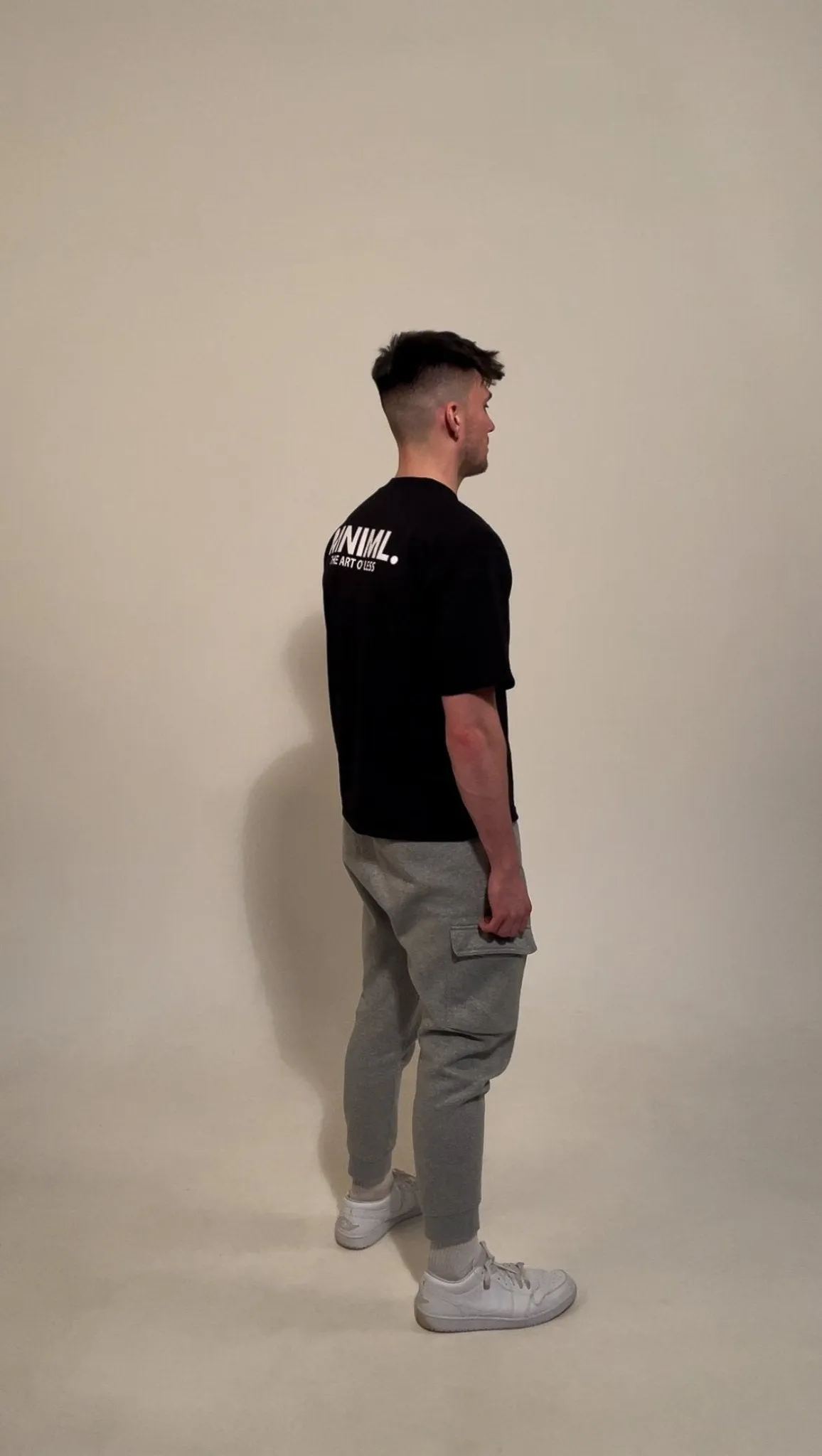 Oversized 'MNIML' Box Tee - Black