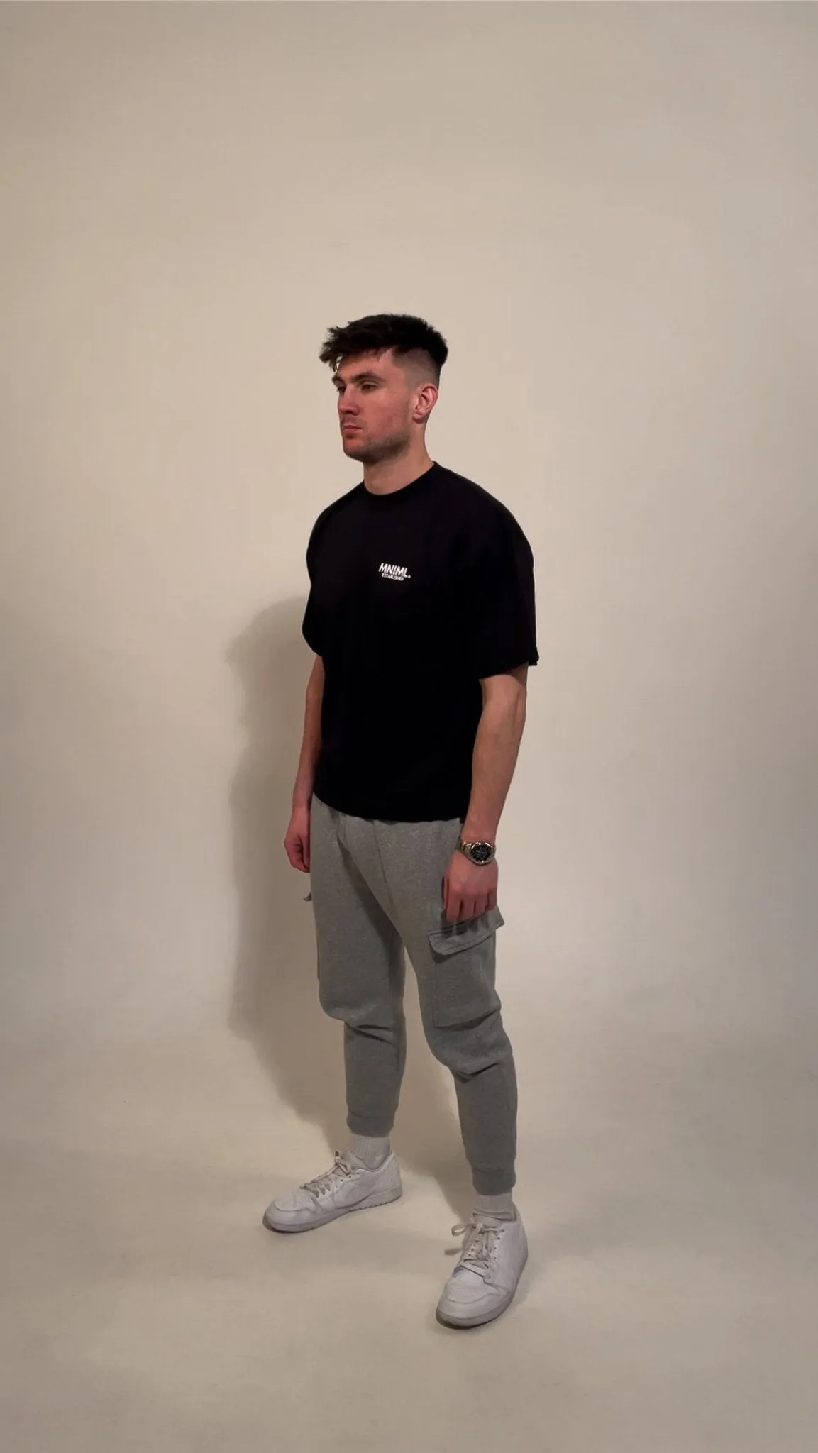 Oversized 'MNIML' Box Tee - Black