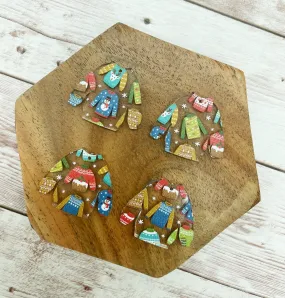 Patterned Christmas Sweater Print Acrylic Earring Blanks, DIY Jewelry Making
