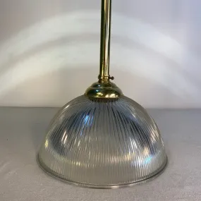 Pendant Light, Brass, Ribbed Glass